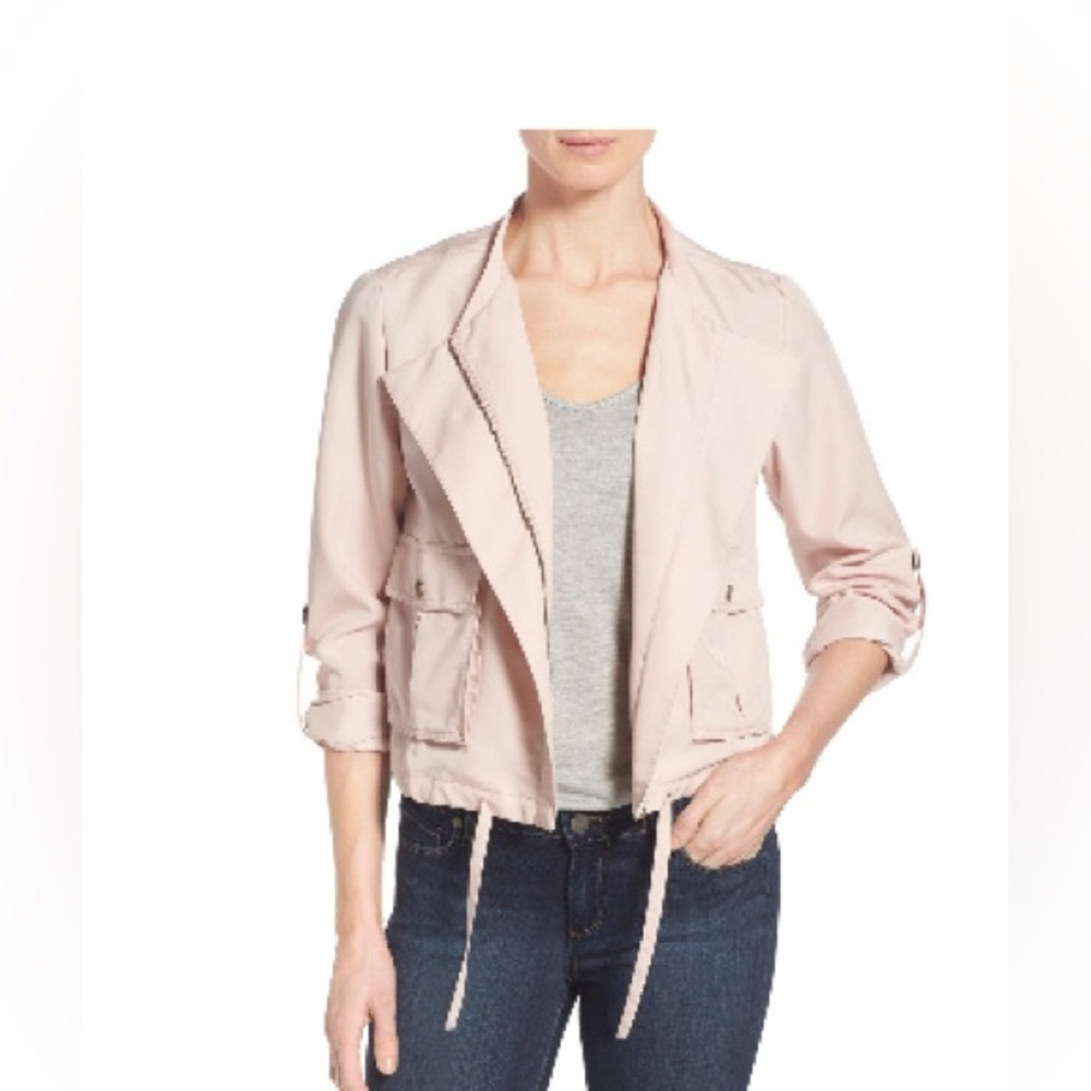 Nordstrom Halogen Collarless Pink Soft Utility Jacket